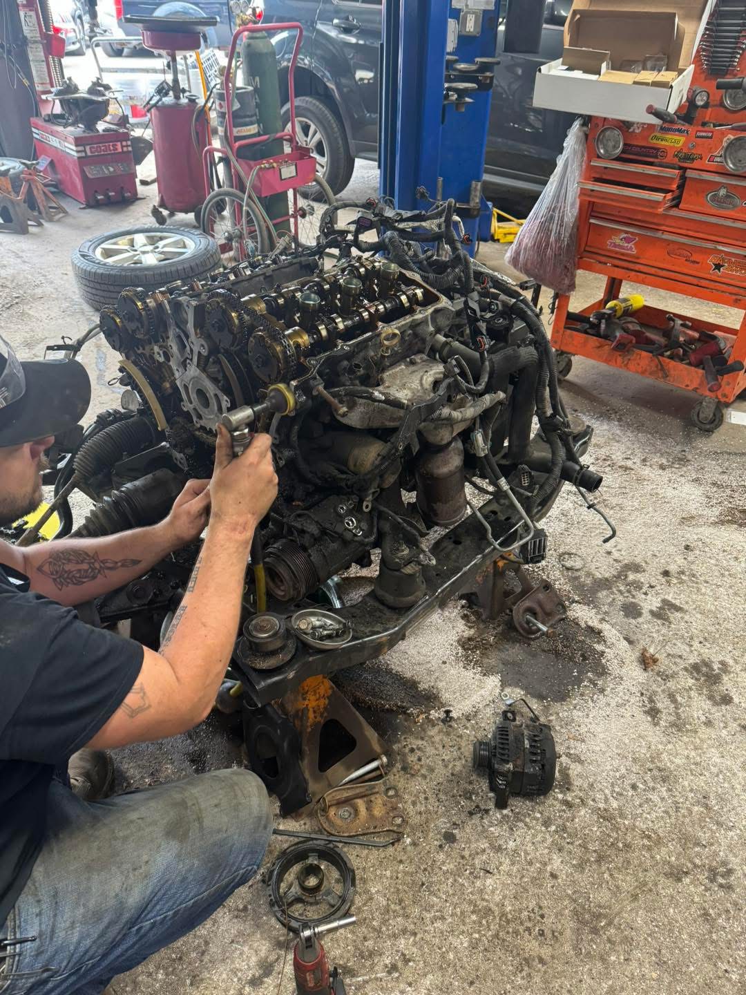 Guys working on engine